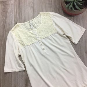 Fossil Cream Eyelet Blouse Size Medium